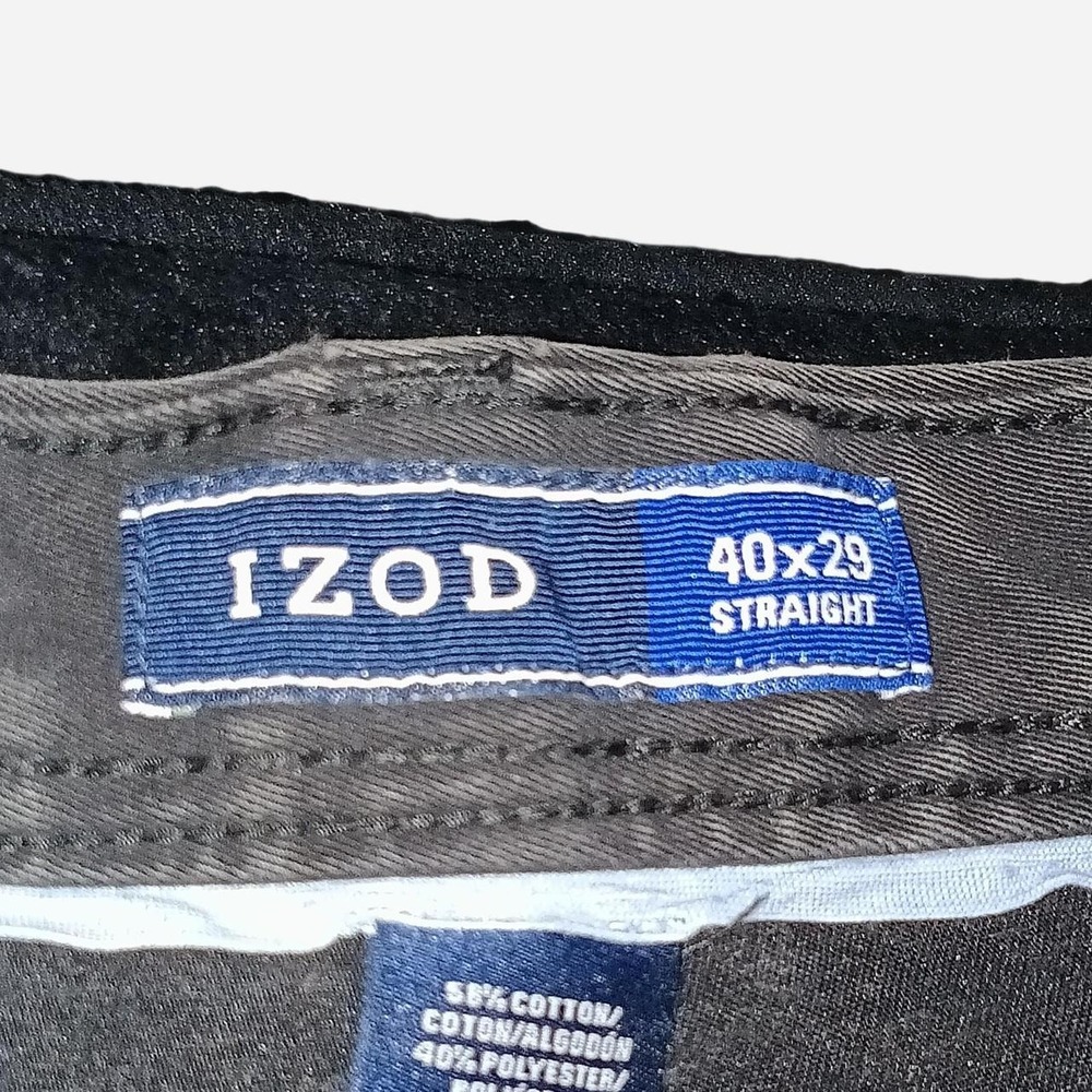Izod Mens Straight Fit Corduroy Pants Dark Gray 40x29 Stretch Cotton Blend